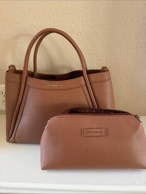 Brown Pebbled Leather Satchel - Newbella Brown Tote